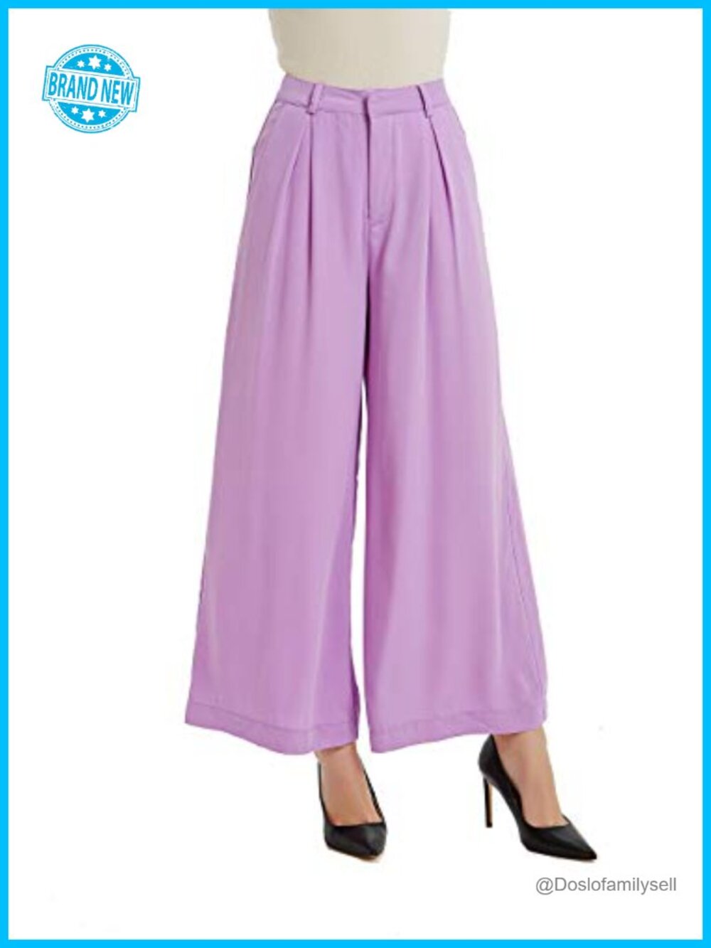 High Waist Wide Leg Palazzo Business Casual Pants Pleated